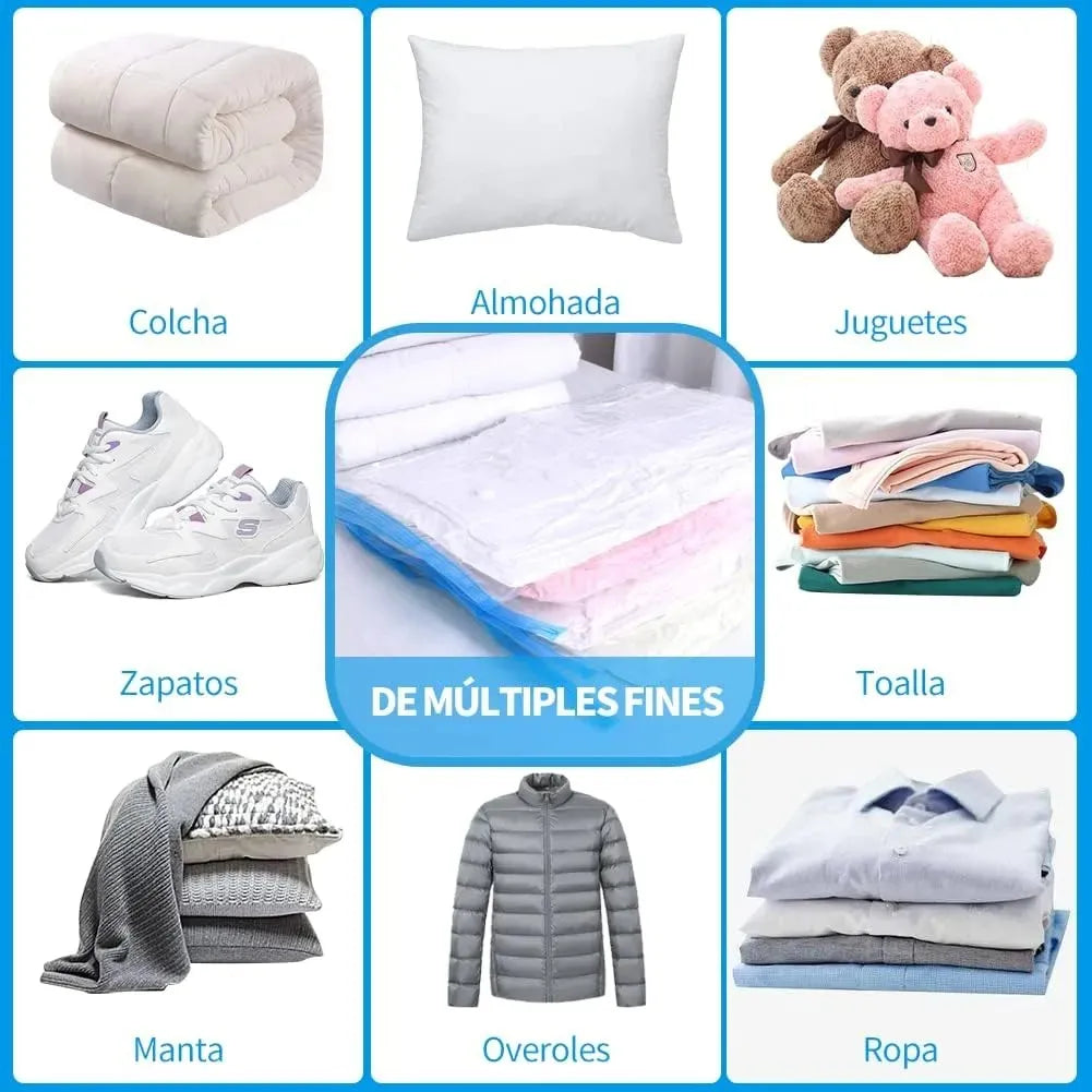 Pack Bolsas al Vacío + Inflador Manual - Hasta un 80% Ahorro de Espacio PRO