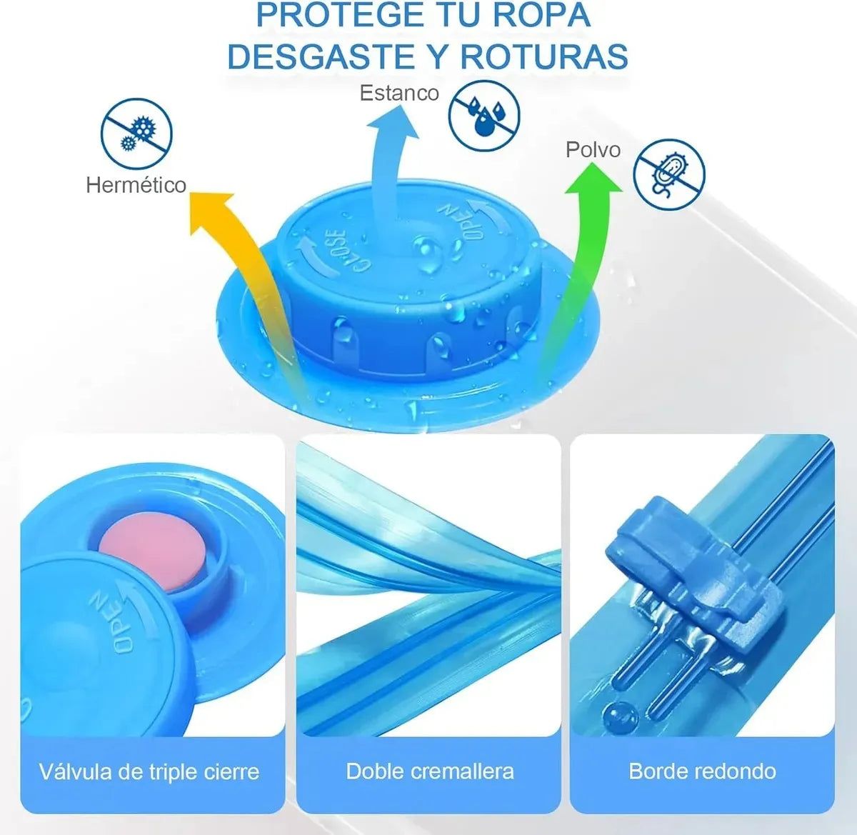 Pack Bolsas al Vacío + Inflador Manual - Hasta un 80% Ahorro de Espacio PRO